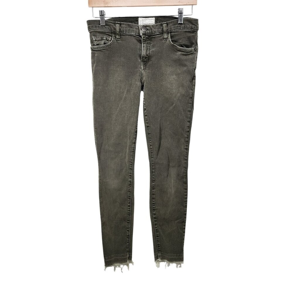 Current/Elliott The Stiletto Women 28 Green Forest Night Raw Hem Skinny Jeans